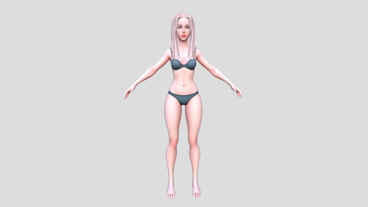 Stylized Basemesh Female Character - Rigged 3D Model