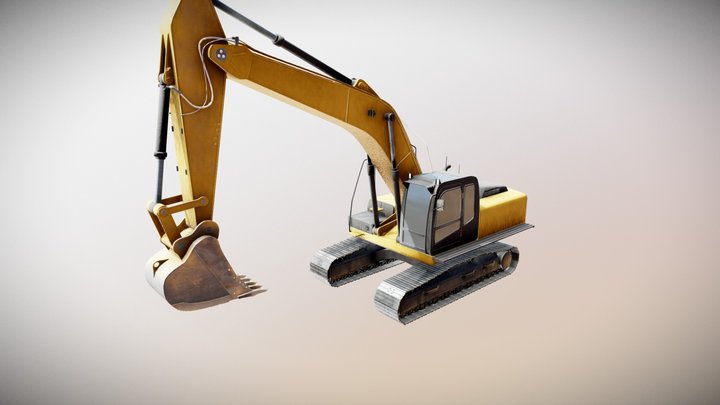 Animated Excavator 3D Model