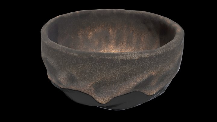 Black spiral tea bowl 3D Model