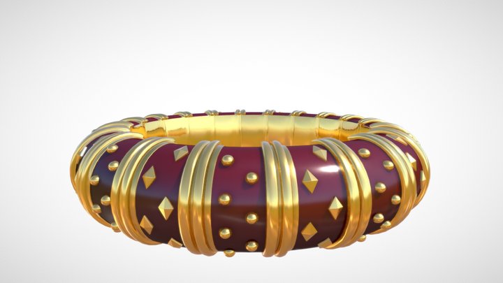 Enamel and Gold Bracelet 3D Model
