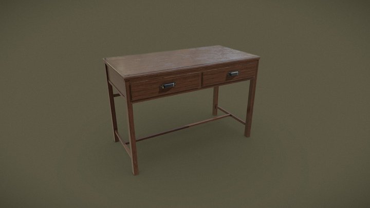 Wooden Working Desk 1 3D Model