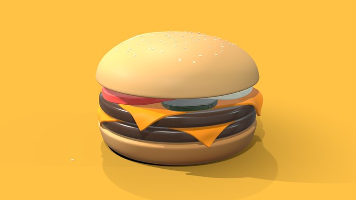 Burger Double Cheese and Beef 3D Model