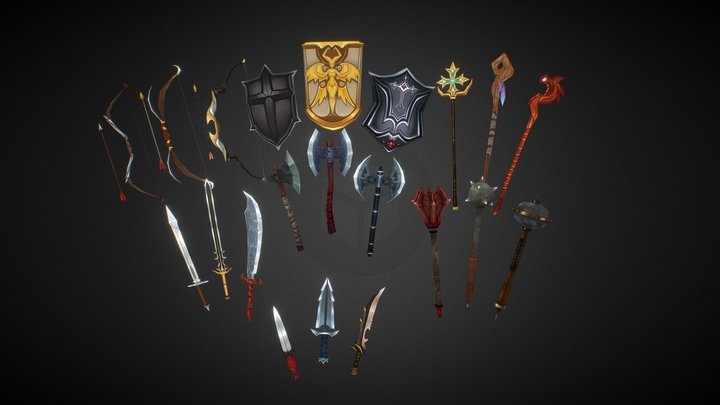 24 Fantasy Weapons 3D Model