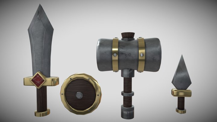 Weapons & Shield! 3D Model