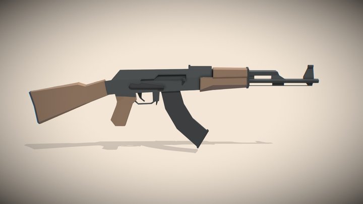 Low Poly AK47 3D Model