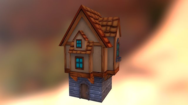 Hand Painted Medieval Building 01 3D Model