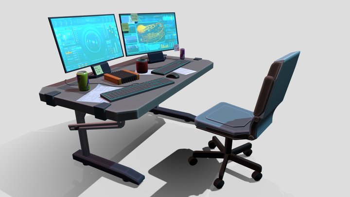 Tech Desk 3D Model