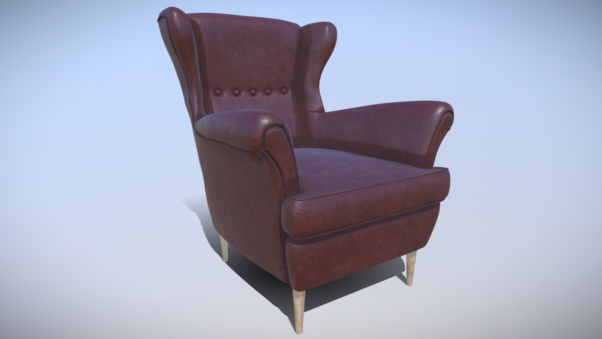 3D model Strandmon Sofa IKEA Low-poly - This is a 3D model of the Strandmon Sofa IKEA Low-poly. The 3D model is about a chair with a cushion.