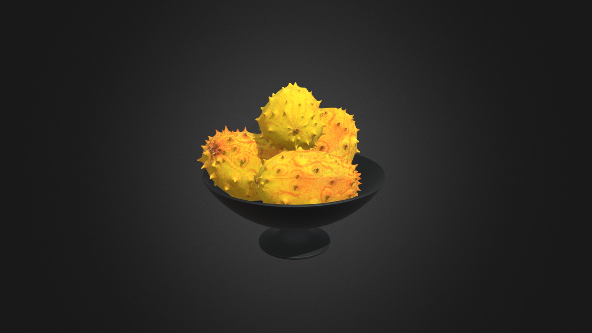 3D model Horned Melons in Glass Bowl - This is a 3D model of the Horned Melons in Glass Bowl. The 3D model is about a bowl of fire.
