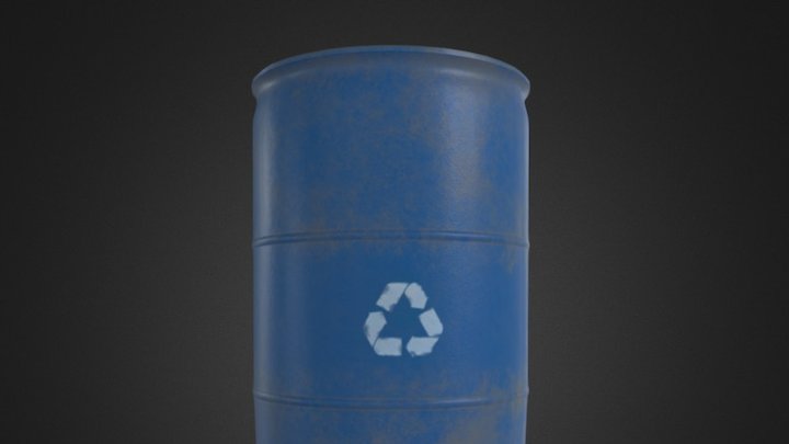 Trash Barrel Lowpoly 3D Model