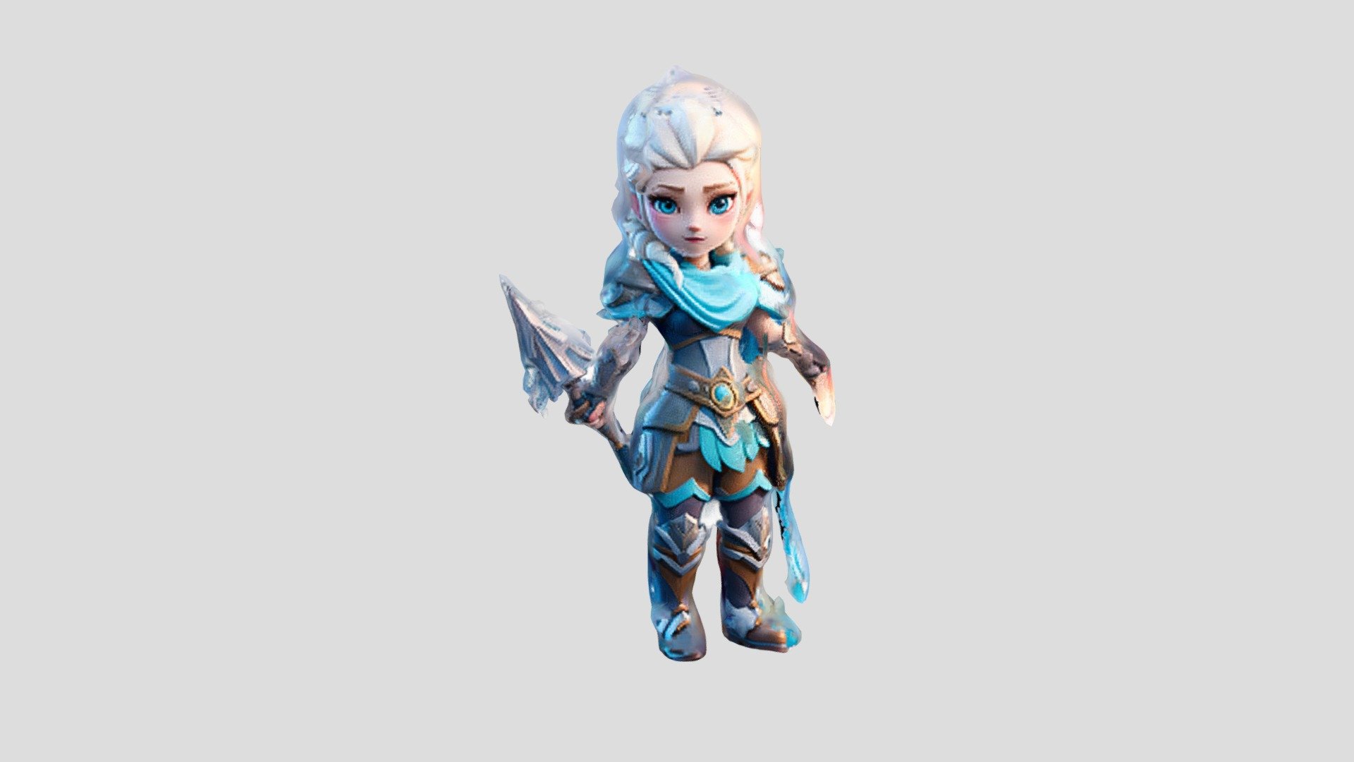 A female warrior with a sword and shield stands - Download Free 3D ...