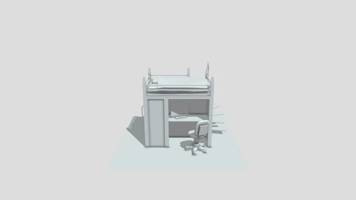 Animated Bed Loft 3D Model