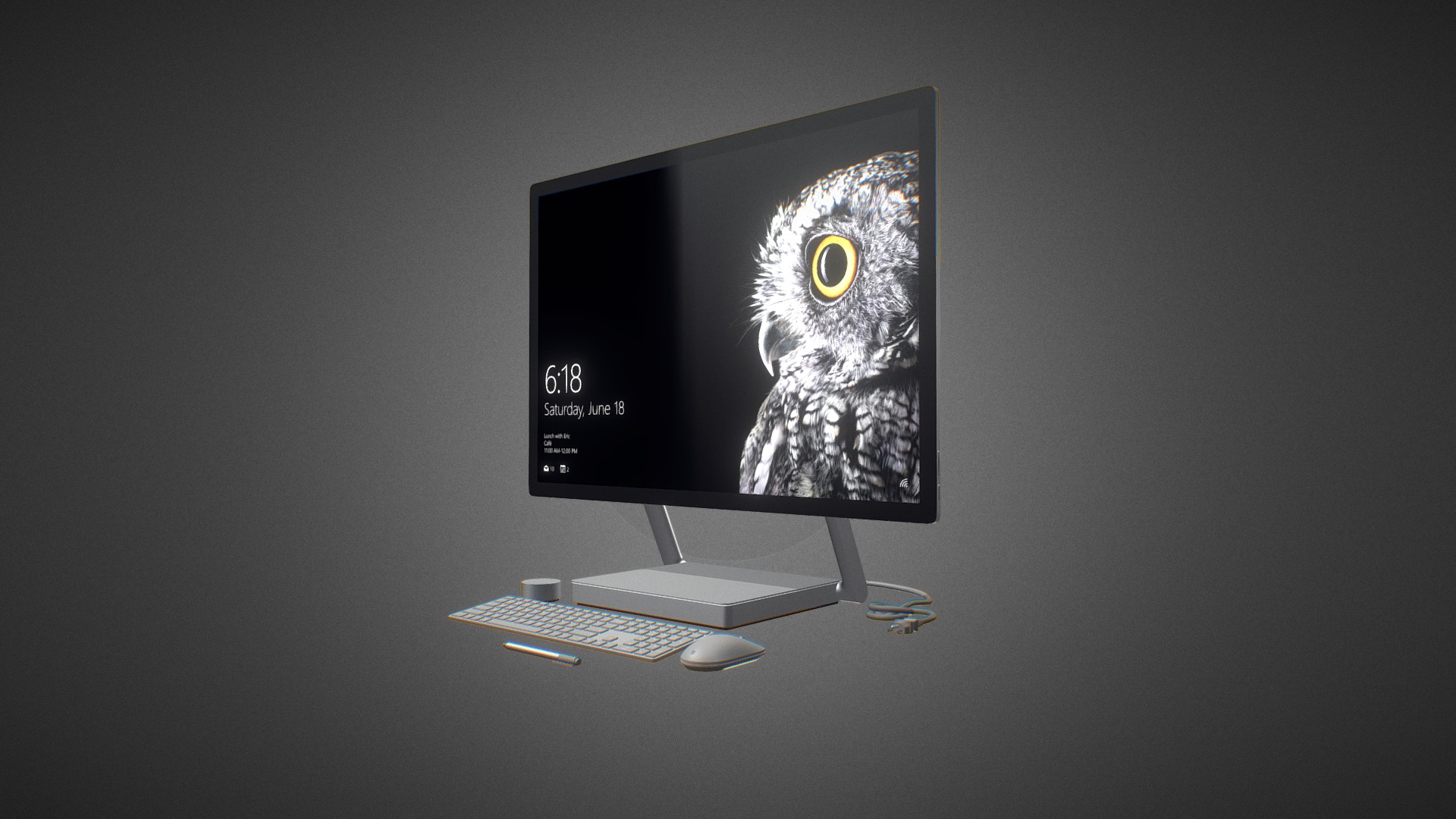 3D model Microsoft Surface Studio for Element 3D - This is a 3D model of the Microsoft Surface Studio for Element 3D. The 3D model is about a computer monitor with a keyboard.