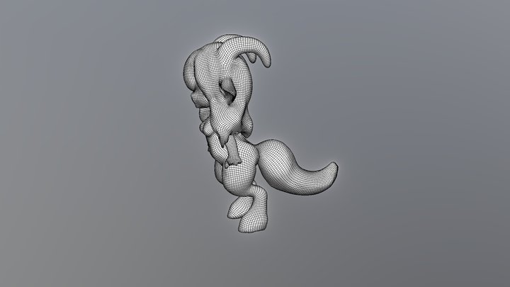 Anthropomorphic fluffy goat-woman character 3D Model