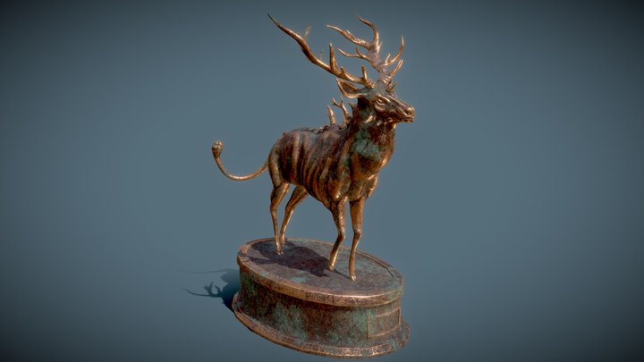 Bronze Deer Statue 3D Model
