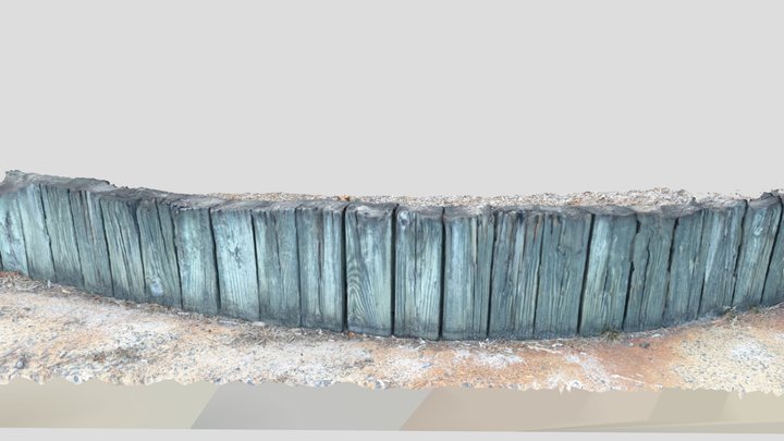 Small wooden retaining wall 3D Model