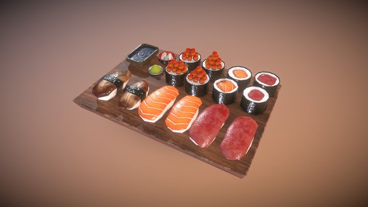Stylized Sushi Plate 3D Model