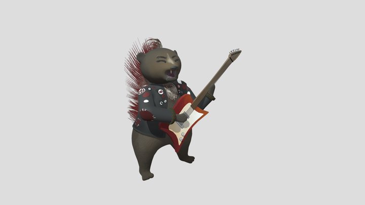 Punk Rock Porcupine 3D Model