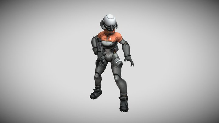 Cyber Assassin girl 3D Model