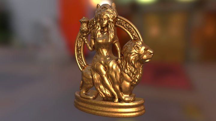 Statuette Girl and Lion(cnc and 3d printing) 3D Model