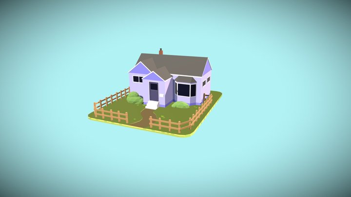 Cute Periwinkle House Model 3D Model