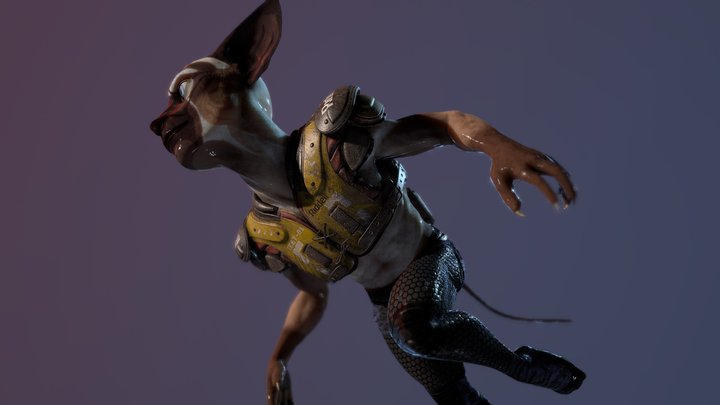 Alien Cat Running 3D Model