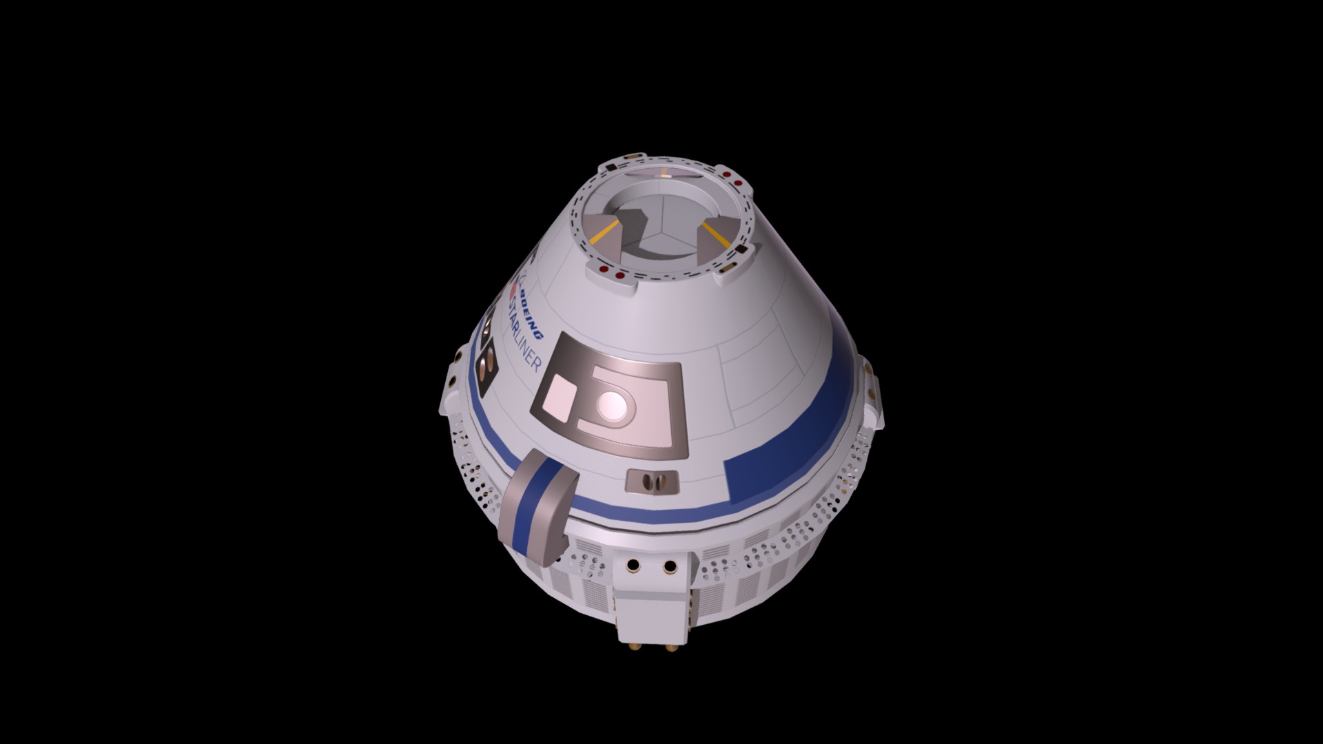 3D model CST-100 Starliner - This is a 3D model of the CST-100 Starliner. The 3D model is about a white and blue robot.