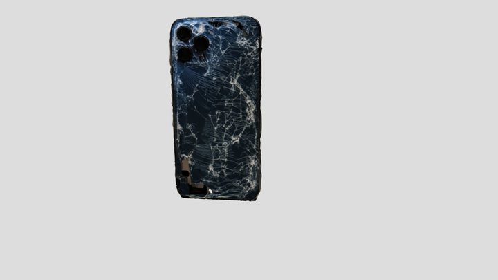 Cracked shattered iPhone 12 Pro Blue 3D Model