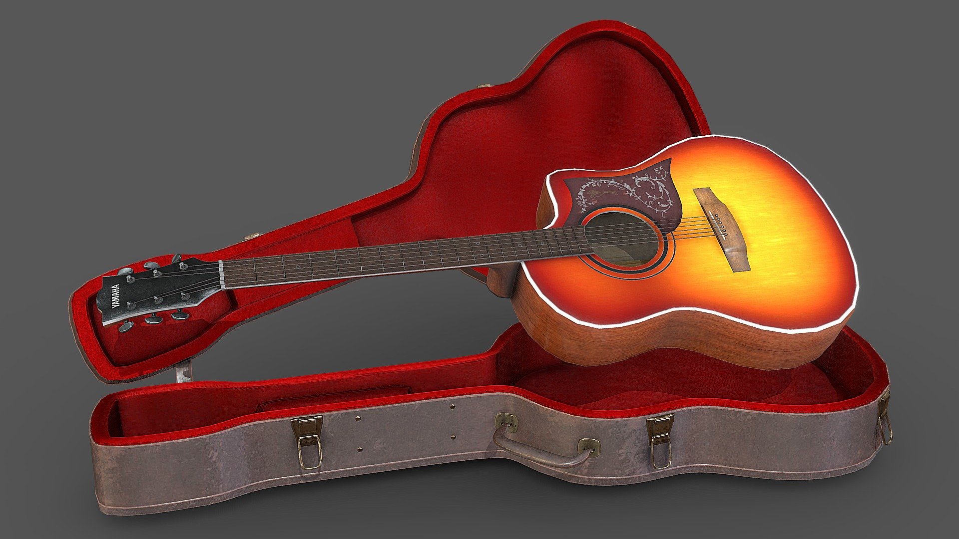Yamaha Guitar Cherry Sunburst — Sketchfab embed 3D viewer