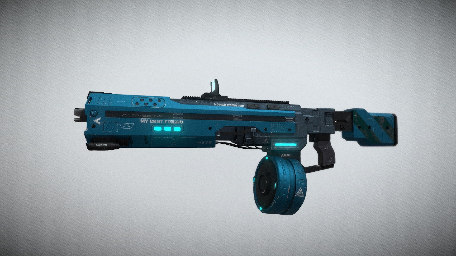Sci-Fi Gun (Blue skin) - Download Free 3D model by Dim Bagautdinov ...