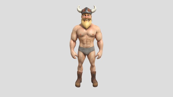 Cartoon Viking in Boots 3D Model