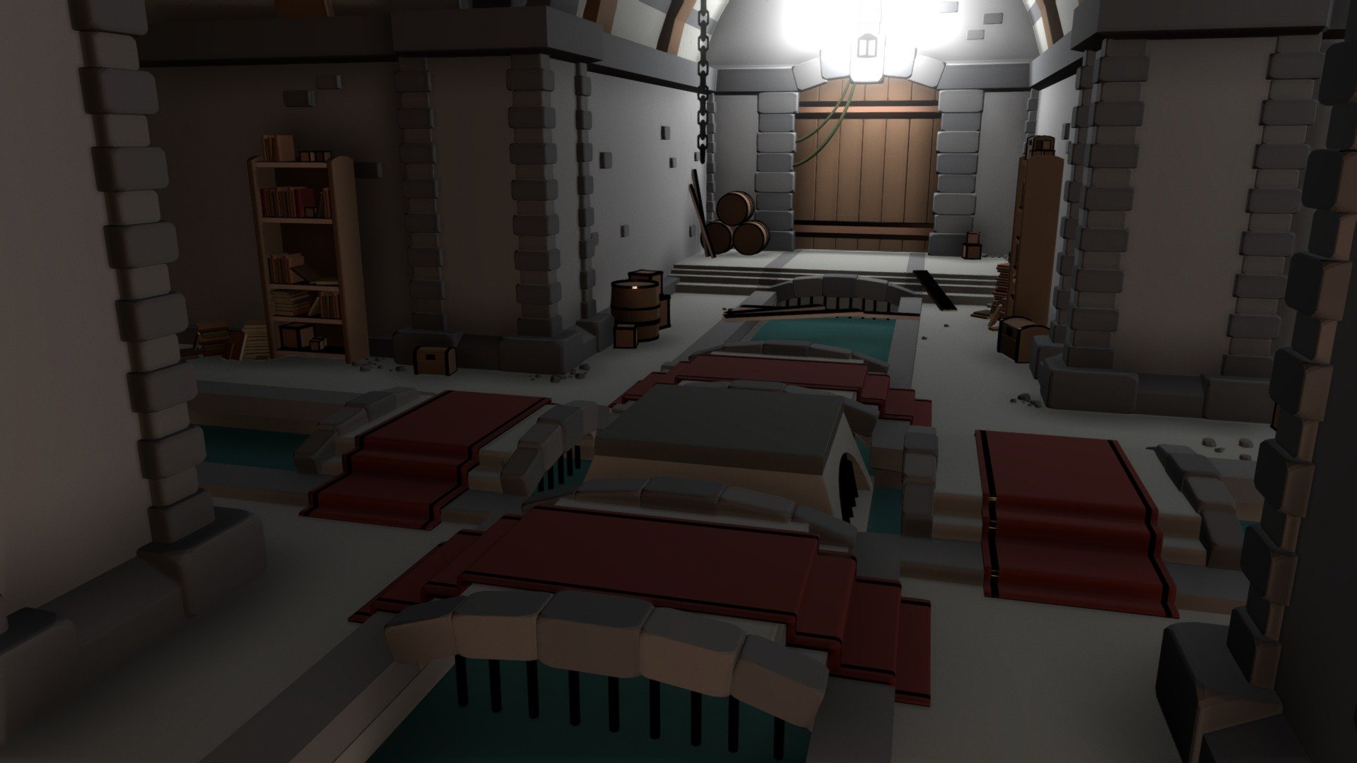 Hideout in the Sewers (stylized low poly) (VR) - 3D model by pacoco ...