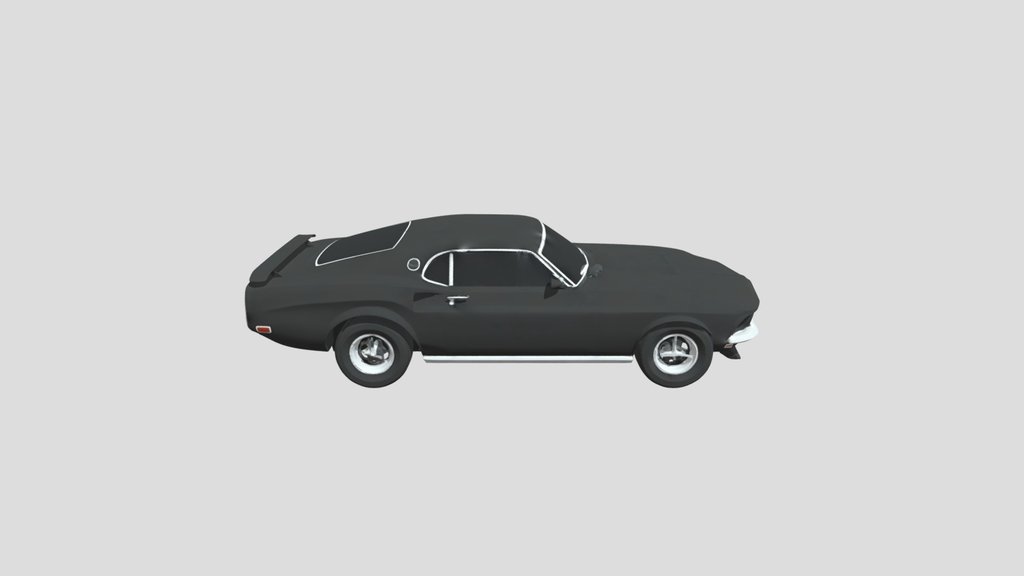 Black Colour 1969 Mustang Car 3d Model