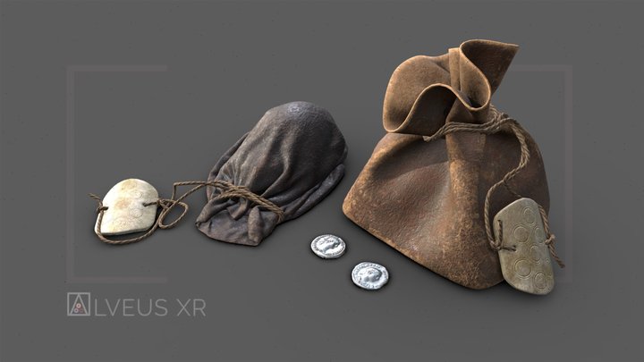 Bolsa de monedas romanas / Roman coins bag 3D Model