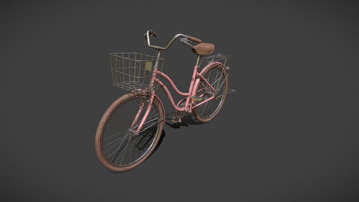 Classic Pink Bicycle 3D Model