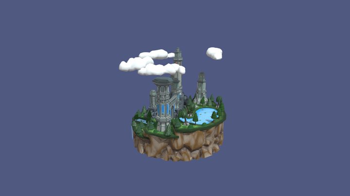 Stylized Castle Diorama 3D Model