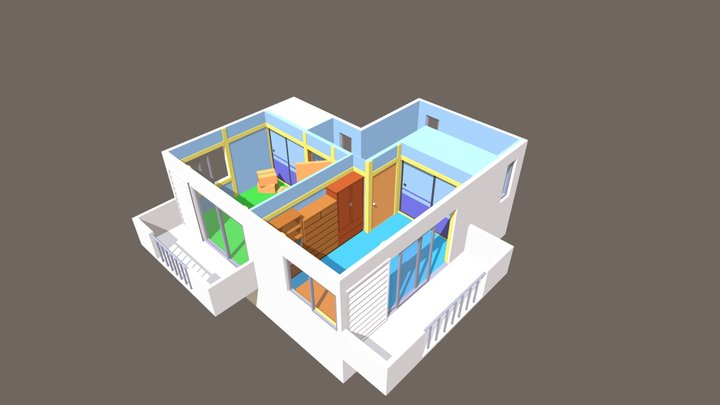 Crayon Shin-chan house 2nd floor 3D Model