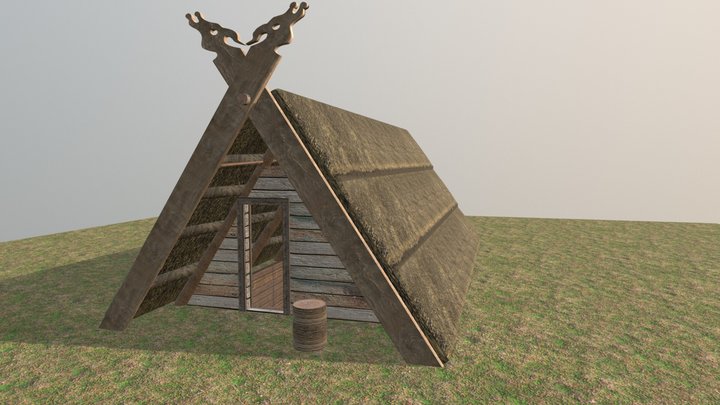 A-Frame Viking House 3D Model