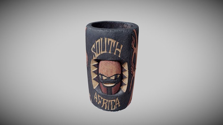South African carved wooden cup 3D Model