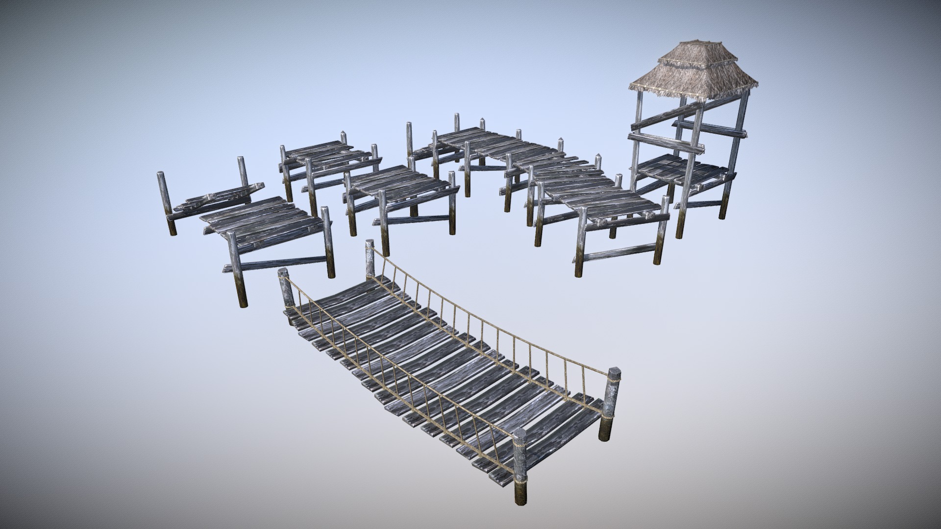3D model Dock - This is a 3D model of the Dock. The 3D model is about a group of metal structures.