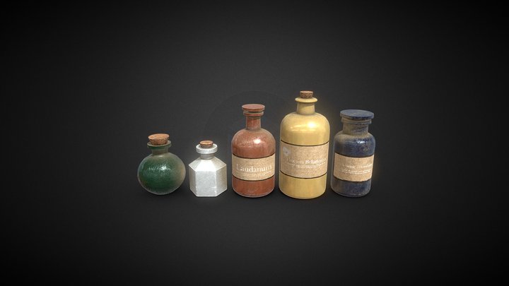 Apothecary Bottles 3D Model
