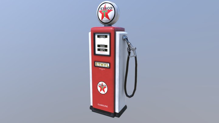 50's Petrol Pump 3D Model