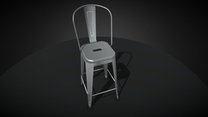 Industrial Metal Barstool 3D Model