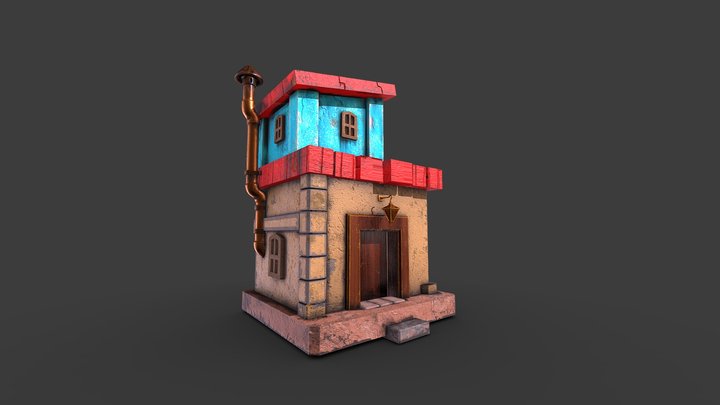 Medieval Steampunk styled House 3D Model