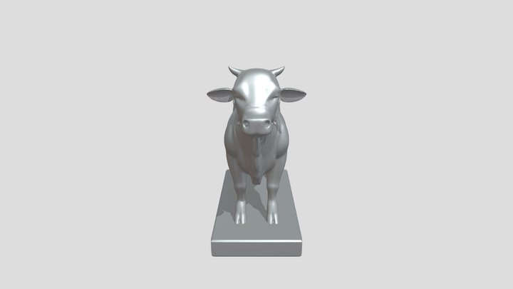 realistic cow figurine on wooden base 3D Model