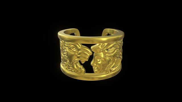 Lion Vs Female Ring 3D Model