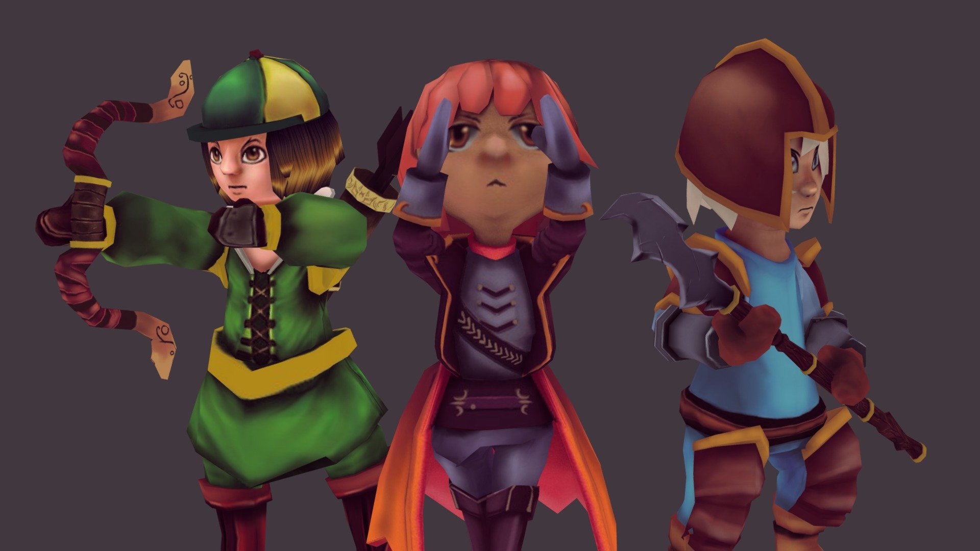 Three RPG Low Poly Characters