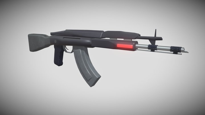 assault rifle low poly 3D Model