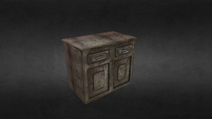 Low Poly Old Furniture Table 3D Model
