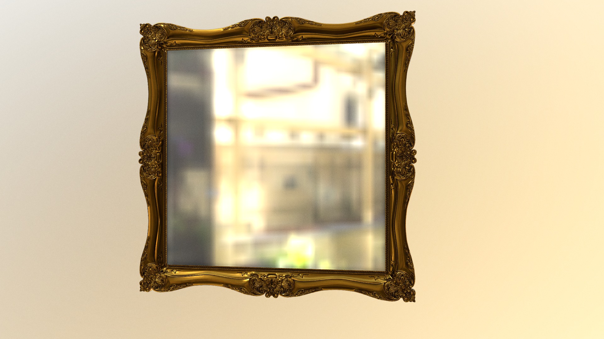 3D model Baroque mirror - This is a 3D model of the Baroque mirror. The 3D model is about a gold and glass ring.